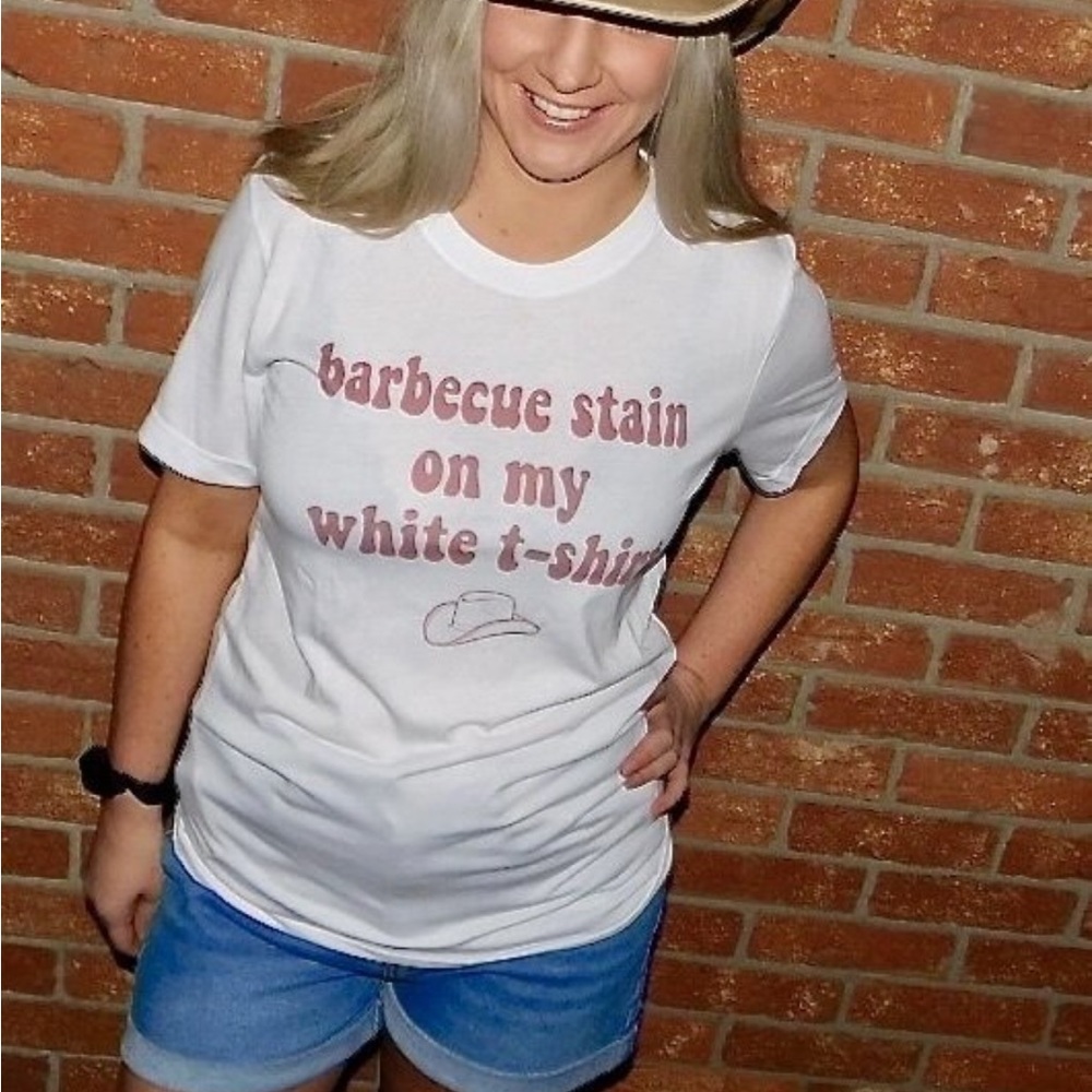 BBQ Stain On My White T Shirt Top New